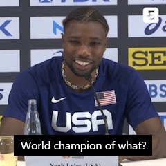 USA athlete Noah Lyles, complaining of USA National Champions claiming to be World Champions too.